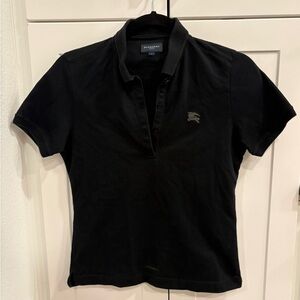 Burberry Black Button Down Polo Shirt